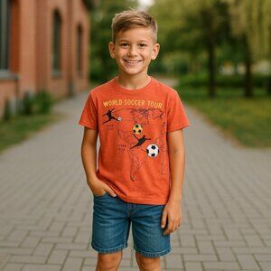 CREWCUTS J CREW Glow in the Dark Soccer Tee Boys 8 Girls Kids Front Back Graphic